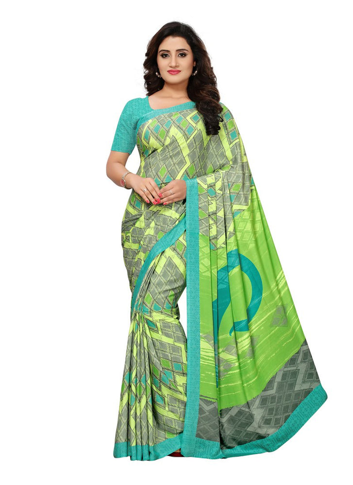 Green, Multi Color  Crepe Saree only in Bigswipe