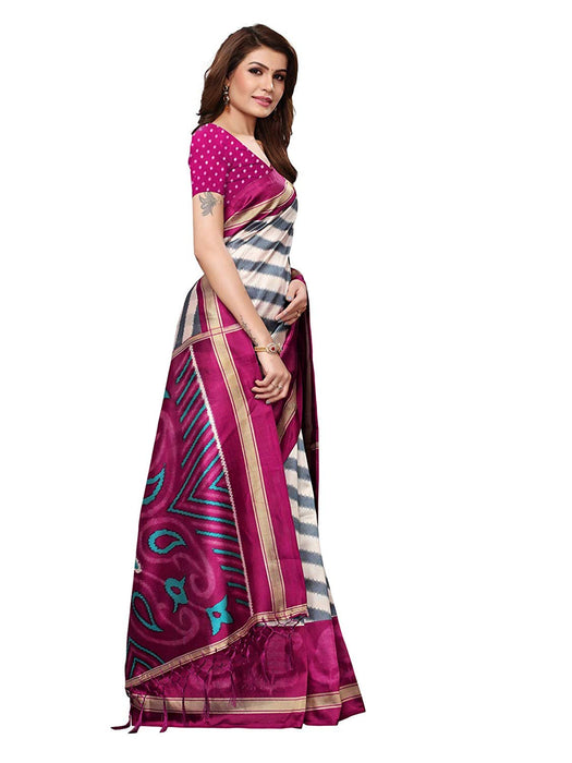 Off White, Pink Color Poly Silk Saree only in Bigswipe