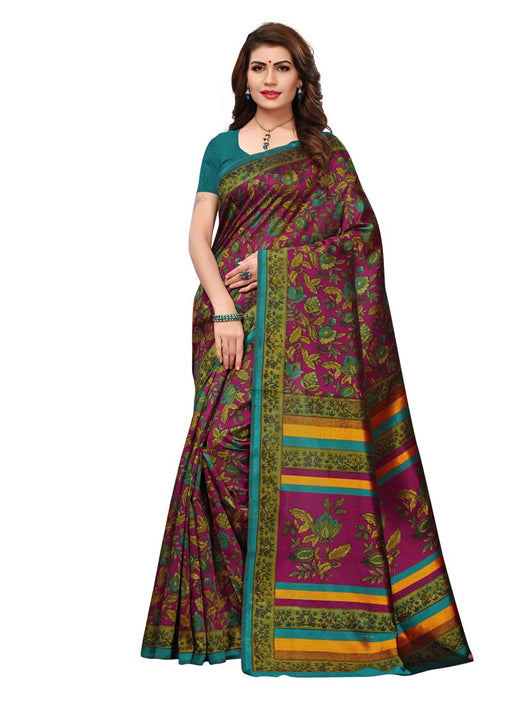 Magenta, Turquoise, Multi Color  Kashmiri Silk (Art Silk) Saree only in Bigswipe