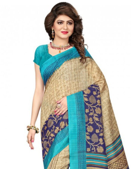 Printed Bhagalpuri Art Silk Multicolor Saree only in Bigswipe