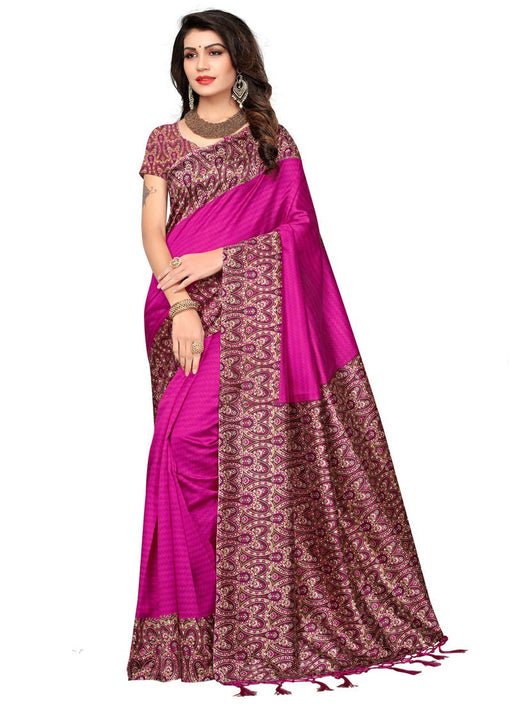 Pink Color Poly Silk Saree only in Bigswipe