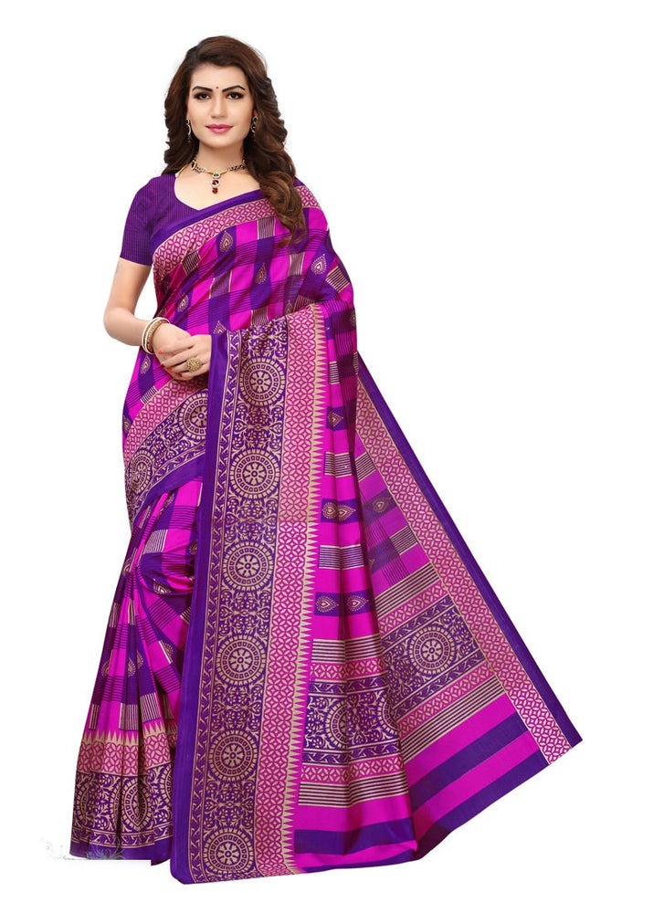 Pink, Purple Color  Poly Silk Saree only in Bigswipe