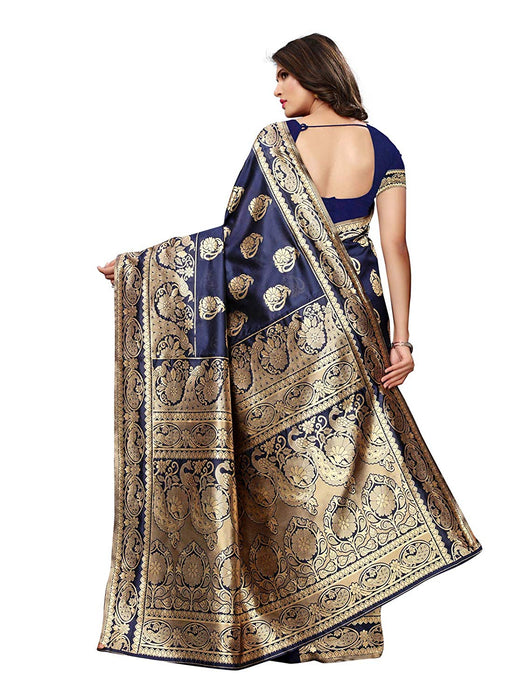 Navy Blue Color Poly Silk Saree only in Bigswipe