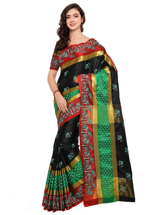 Black, Multi Color Poly Silk Saree only in Bigswipe