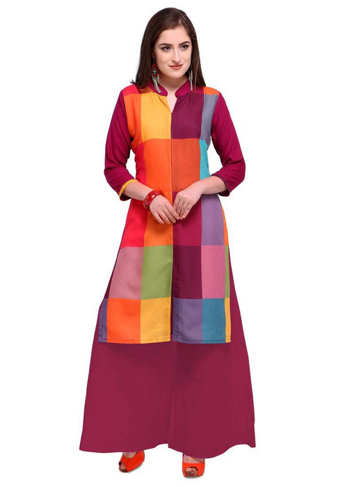 Multi Color Digital Printed Poly Cotton Kurti only in Bigswipe