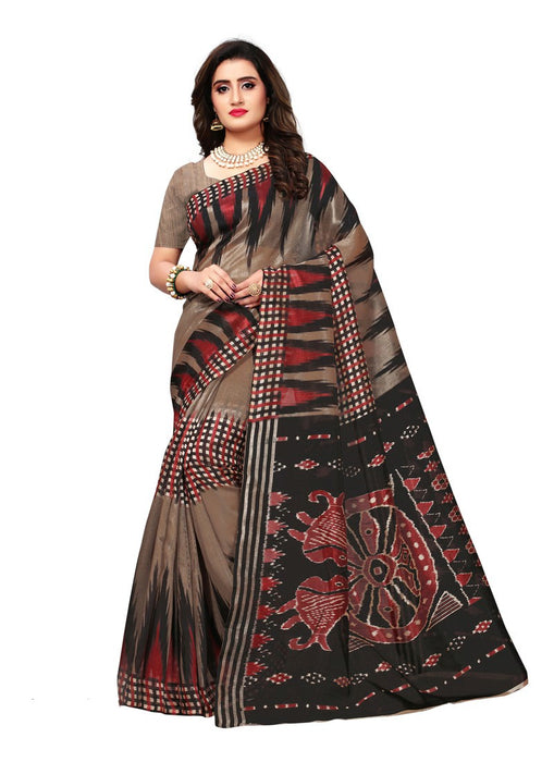 Brown, Black Color  Bhagalpuri Silk Saree only in Bigswipe