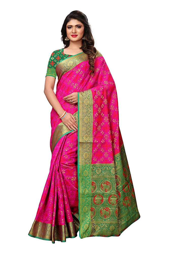 Pink Color Poly Silk Saree only in Bigswipe