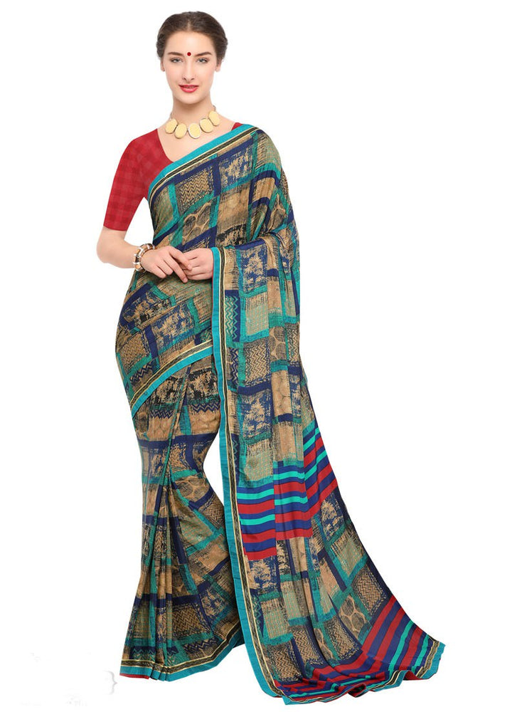 Multi Color Crepe Saree only in Bigswipe