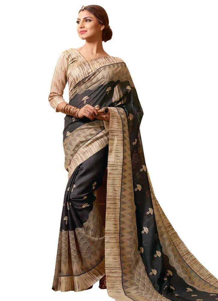 Black,Beige Color Bhagalpuri Saree only in Bigswipe