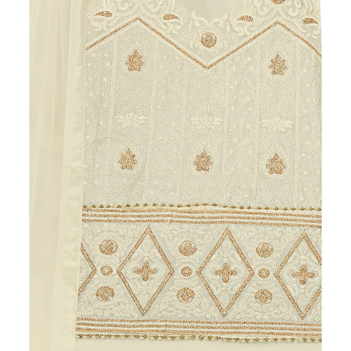 Georgette Fabric Cream Color Dress Material only in Bigswipe