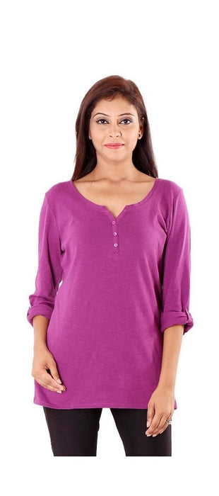 Cotton Plain 3/4 Sleeve Western Top only in Bigswipe