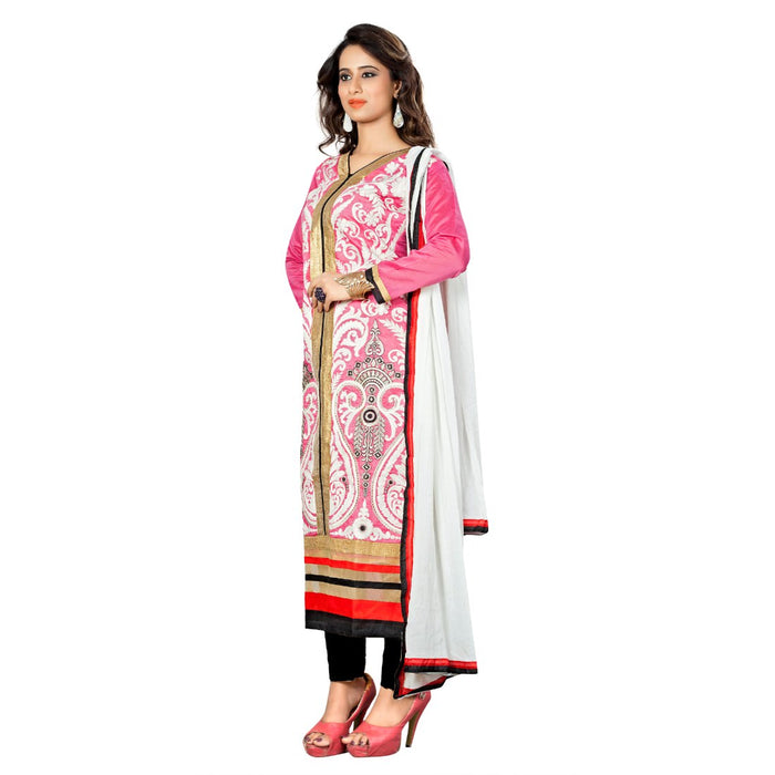 Chanderi Fabric Pink Color Dress Material only in Bigswipe