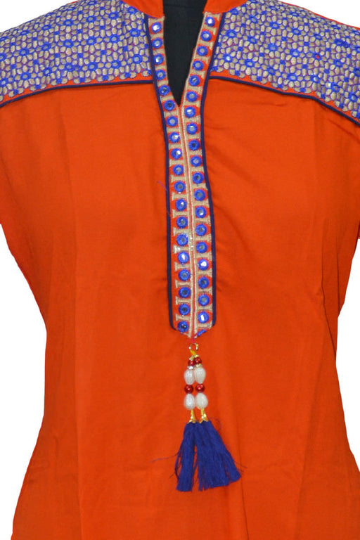 Rayon Embroidery With Mirror Work Kurti