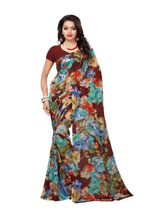 Brown, Multi Color  Georgette Saree only in Bigswipe