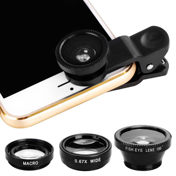 Camera Clip lens-Fisheye lens, wide&amp;Macro lens_Black only in Bigswipe