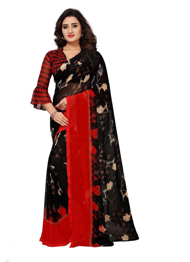 Black, Red Color  Georgette Saree only in Bigswipe