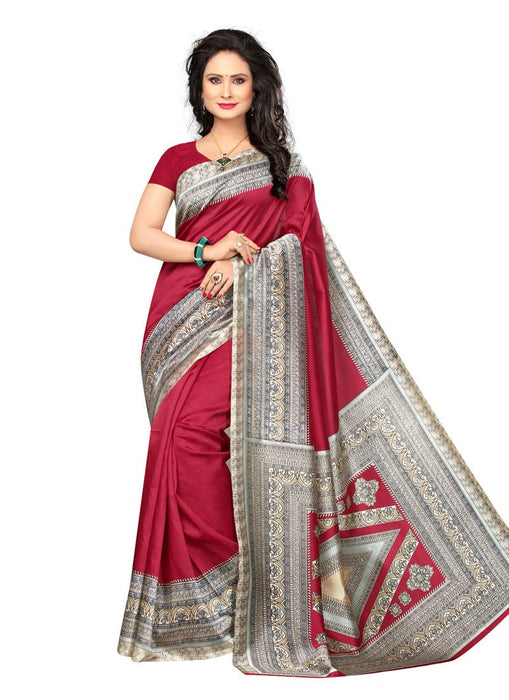 Maroon Color Poly Silk Saree only in Bigswipe