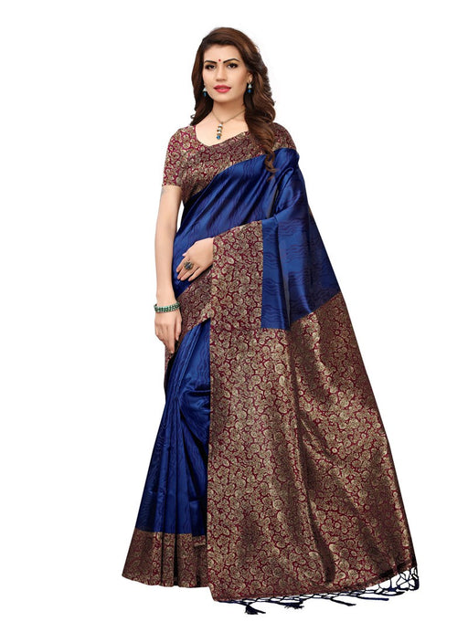 Blue, Multi Color  Poly Silk Saree only in Bigswipe