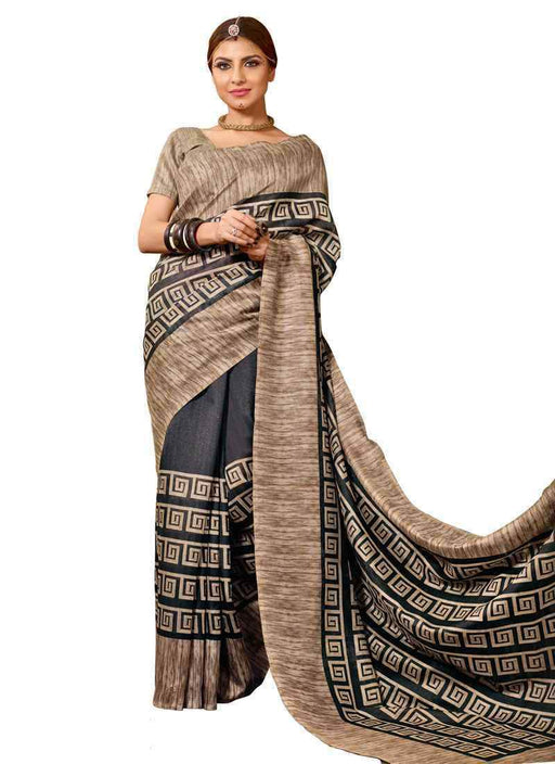 Beige,Black Color Bhagalpuri Saree only in Bigswipe