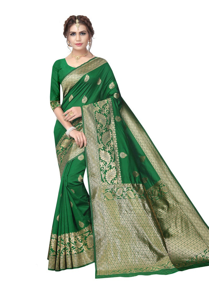 Green Color  Poly Silk Saree only in Bigswipe