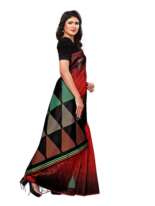 Maroon, Black Color Tussar Silk (Art Silk) Saree only in Bigswipe