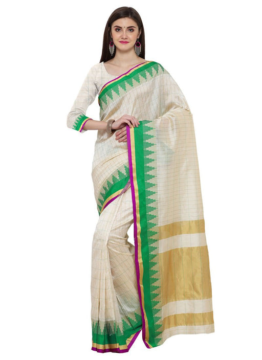 Off White,Green Color Poly Silk Saree only in Bigswipe