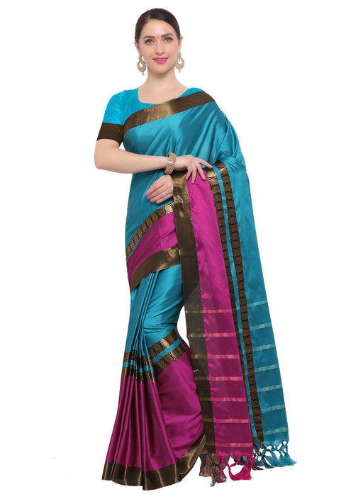 Blue, Magenta Color Poly Silk Saree only in Bigswipe