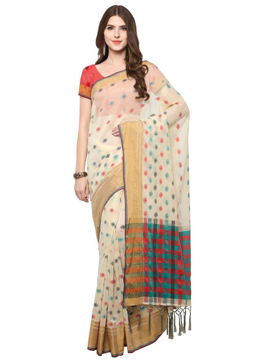 Off White Color Poly Silk Saree only in Bigswipe