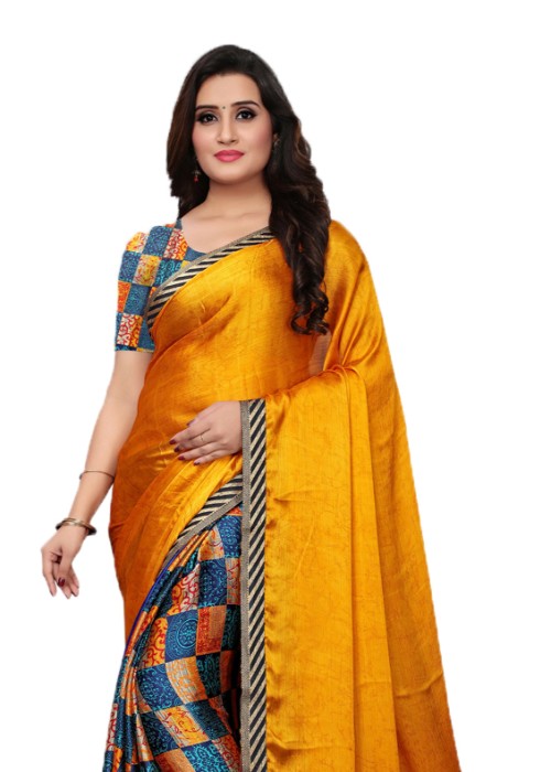 Multi Color Chiffon Printed Work Saree only in Bigswipe