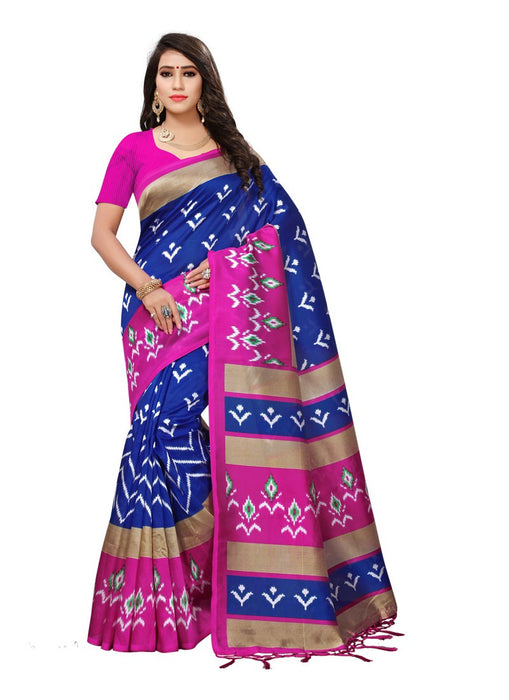 Blue, Pink Color  Poly Silk Saree only in Bigswipe