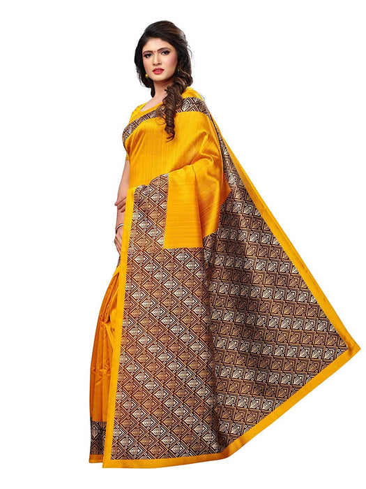 Yellow, Multi Color Poly Silk Saree