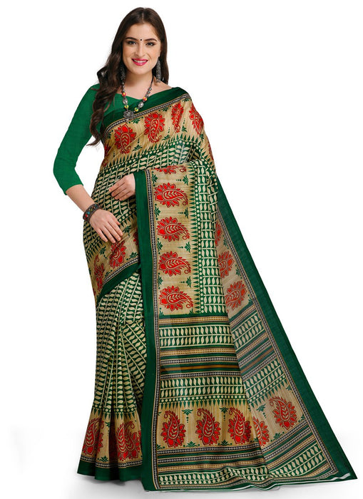 Green, Multi Color  Poly Silk Saree only in Bigswipe