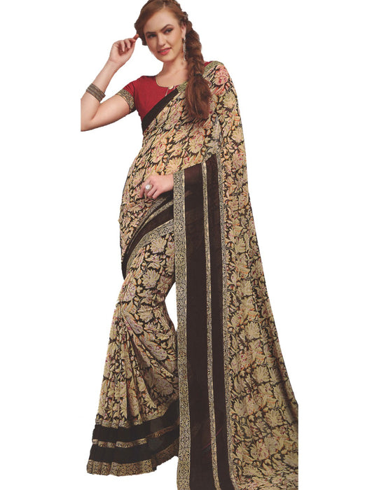 Georgette Digital Saree With Blouse Multi Colored Saree only in Bigswipe