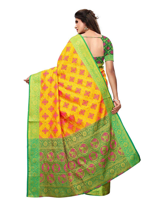 Yellow Color Poly Silk Saree