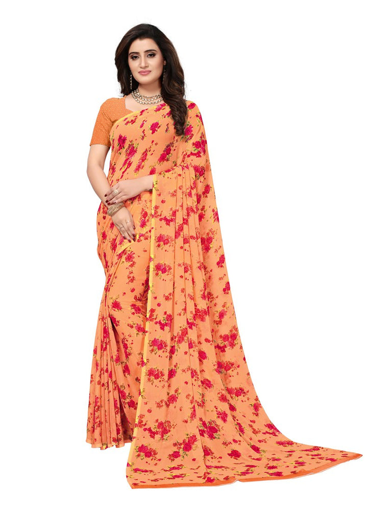 Orange, Multi Color  Georgette Saree only in Bigswipe