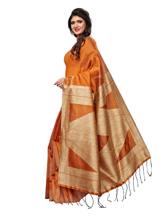 Orange Color Tussar Silk (Art Silk) Saree only in Bigswipe