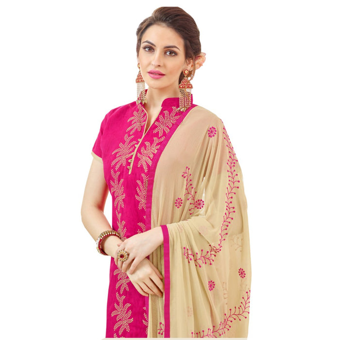 Cotton Jacquard Fabric Pink Color Dress Material only in Bigswipe