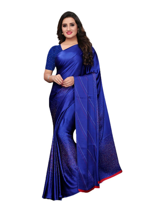 Blue Color Satin Printed Work Saree only in Bigswipe