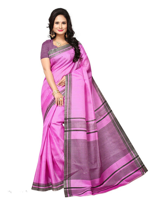 Pink, Grey Color  Art Silk Saree only in Bigswipe