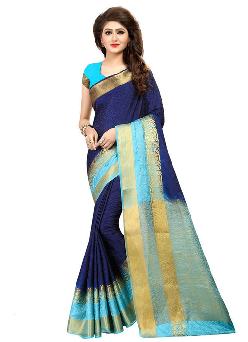 Navy Blue Color Nylon Silk Saree only in Bigswipe