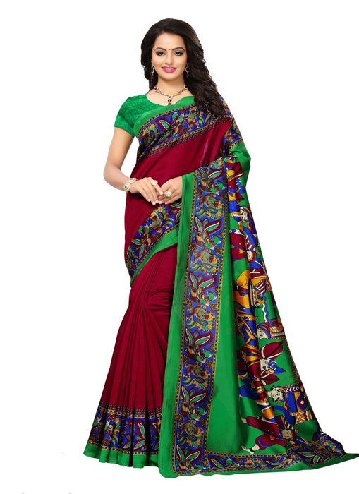 Maroon, Multi Color  Poly Silk Saree only in Bigswipe