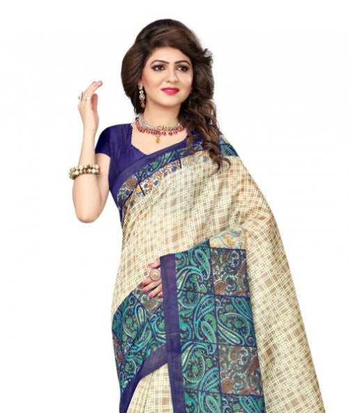 Printed Bhagalpuri Art Silk Multicolor Saree only in Bigswipe