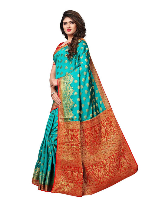 Turquoise Color Poly Silk Saree