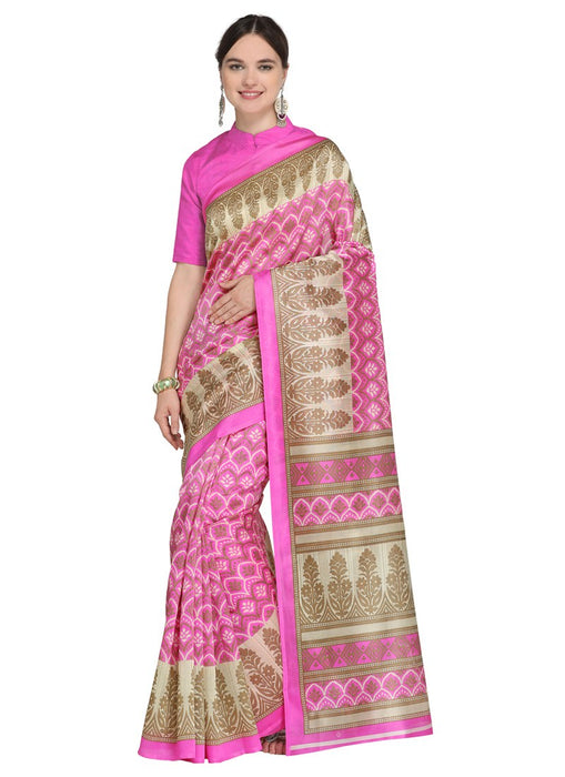 Pink, Beige, Multi Color  Poly Silk Saree only in Bigswipe