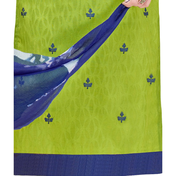 Cotton Jacquard Fabric Green Color Dress Material only in Bigswipe