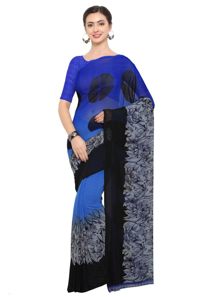 Blue, Black, Gray Color Georgette Saree only in Bigswipe