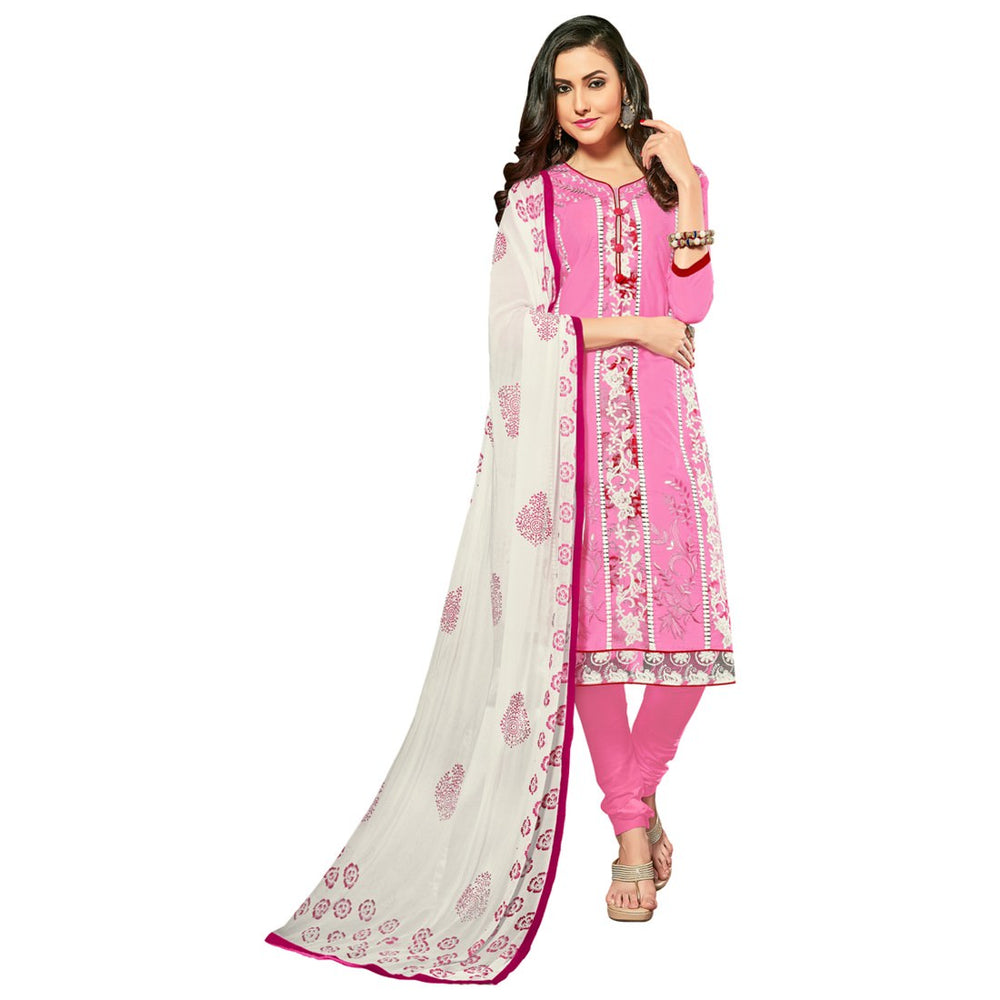 Glaze Cotton Fabric Pink Color Dress Material only in Bigswipe