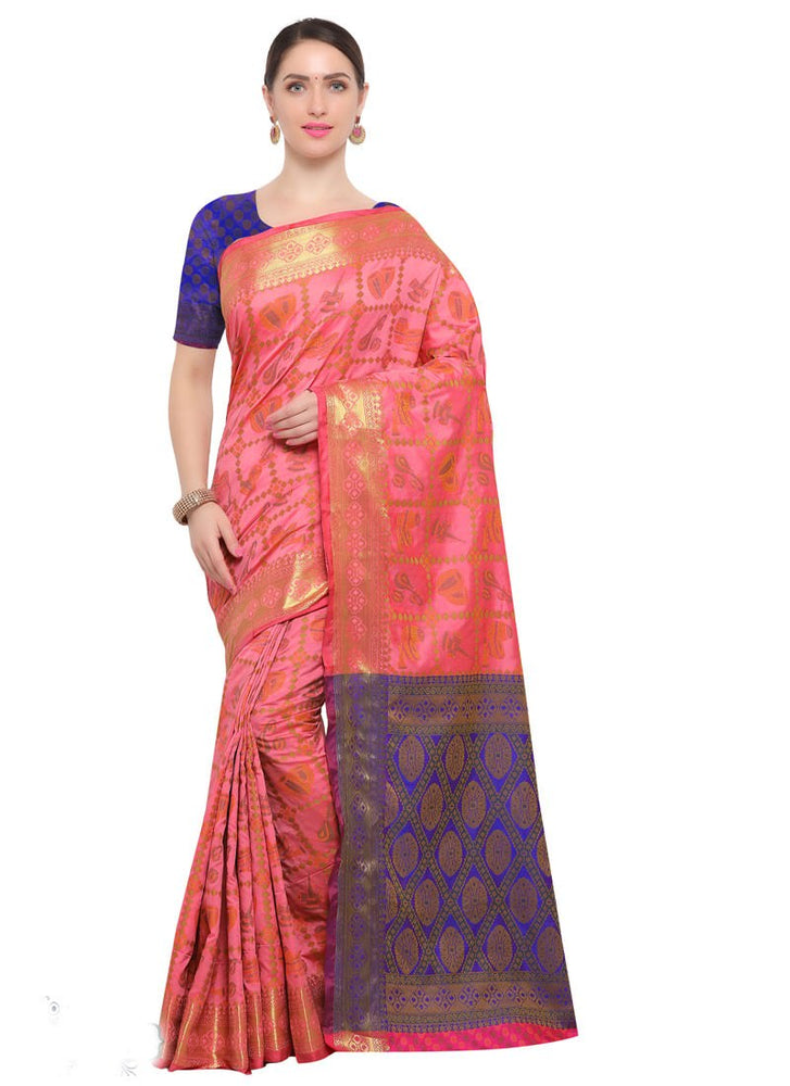 Peach Color Poly Silk Saree only in Bigswipe