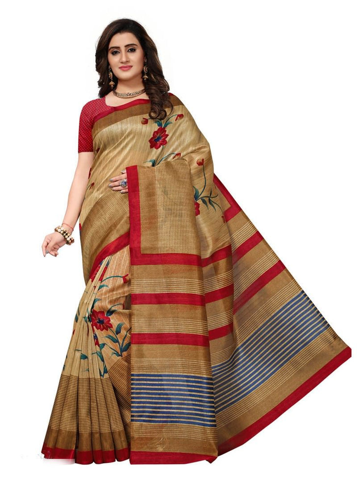 Beige, Maroon, Multi Color  Bhagalupri Silk Saree only in Bigswipe