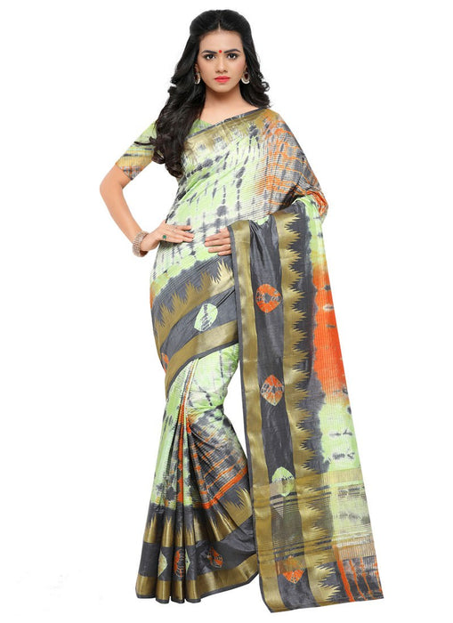 Gray, Multi Color Terylene Saree only in Bigswipe